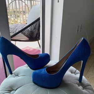 Pour La Victoire Electric Blue Women's Ivette Pony Platform Pumps